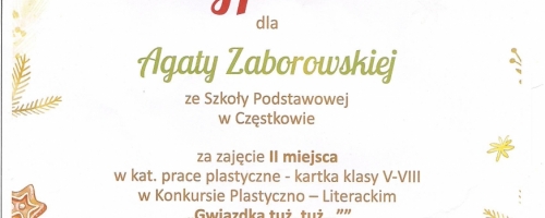 Sukcesy naszych uczniów w XXX Powiatowym Konkursie Literacko-Plastycznym „Gwiazdka tuż, tuż…” 